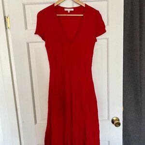 V-Neck Red Dress